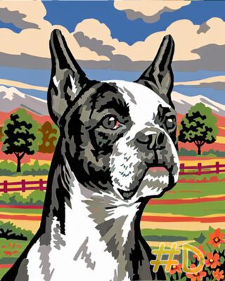 Boston Terrier Needlepoint Canvas Series