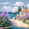 Seaside Village needlepoint canvas