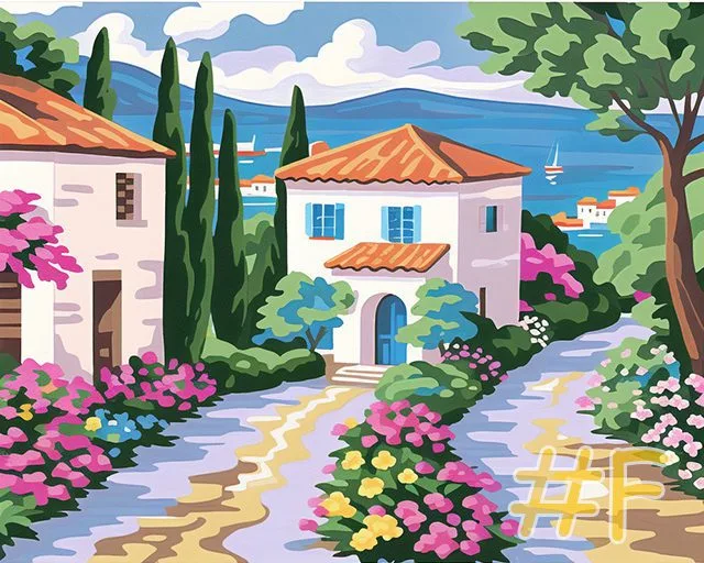 Floral Villa Needlepoint Canvas