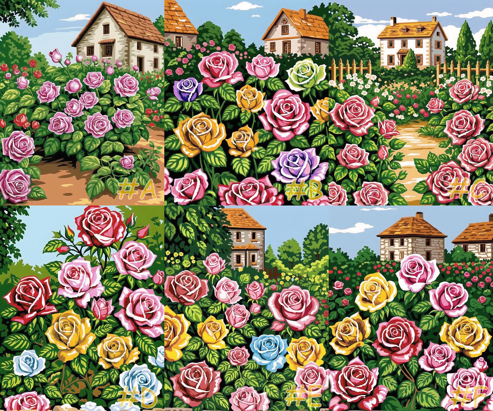 Charming Cottage Garden Rose Needlepoint Canvas