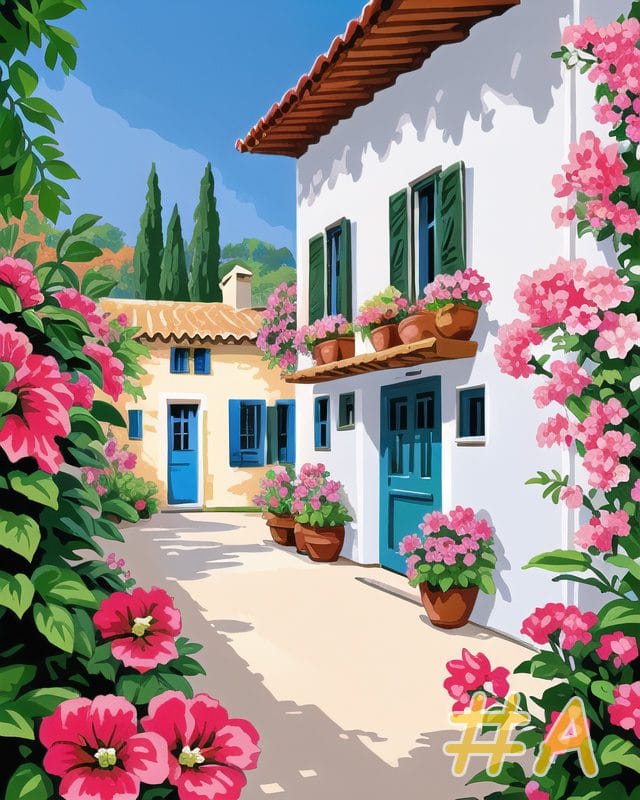 Mediterranean Courtyards Needlepoint Canvas