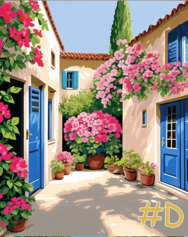 Mediterranean Courtyards Needlepoint Canvas