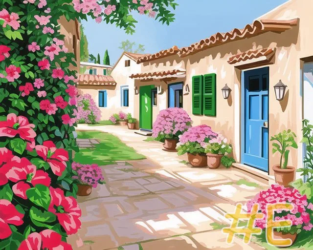 Mediterranean Courtyards Needlepoint Canvas