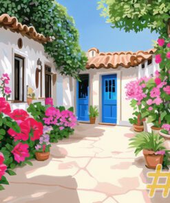 Mediterranean Courtyards Needlepoint Canvas