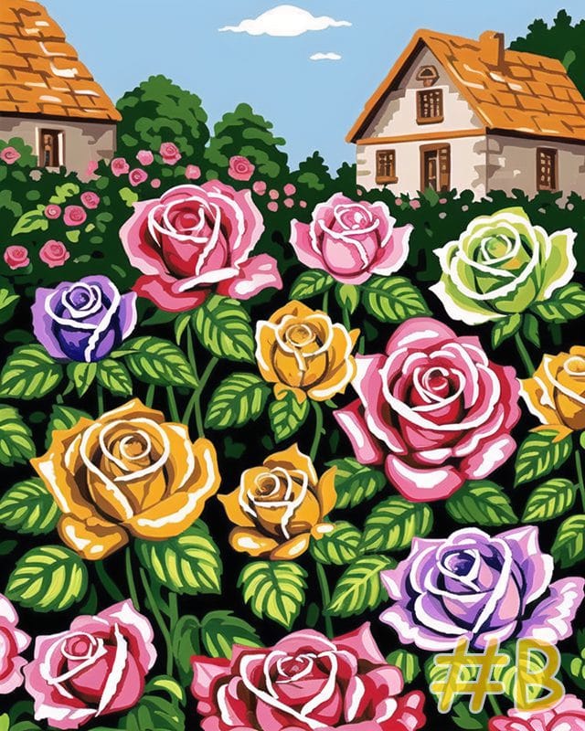 Charming Cottage Garden Rose Needlepoint Canvas