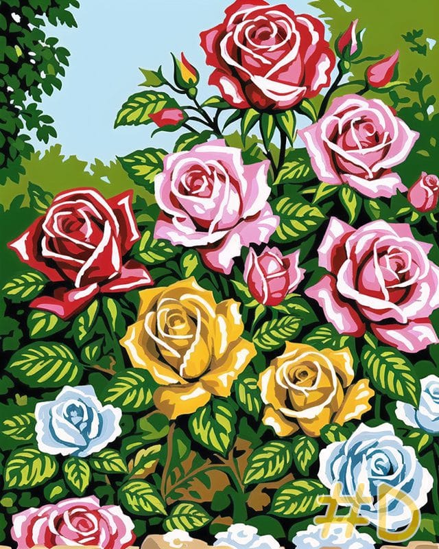 Charming Cottage Garden Rose Needlepoint Canvas