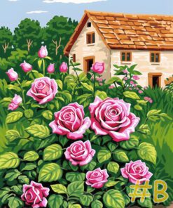 Cottage Garden with Roses Needlepoint Canvas