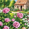 Cottage Garden with Roses Needlepoint Canvas