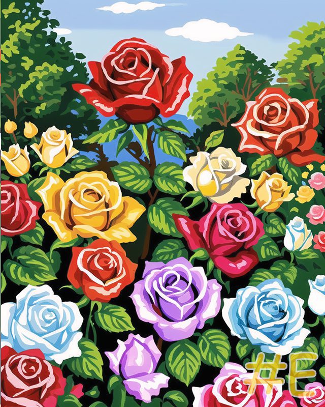 Cottage Garden with Roses Needlepoint Canvas