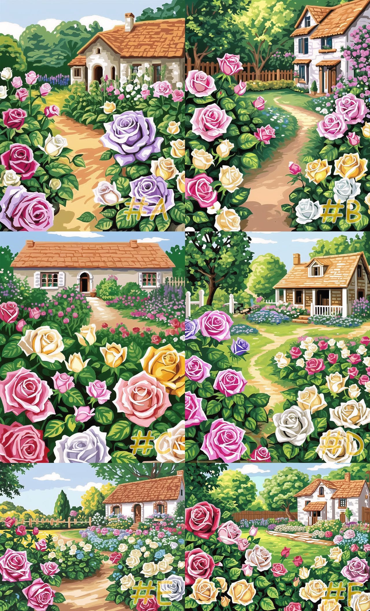 Soft Pastel Cottage Roses Needlepoint Canvas
