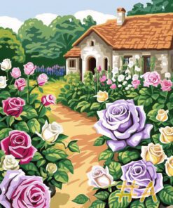 Soft Pastel Cottage Roses Needlepoint Canvas