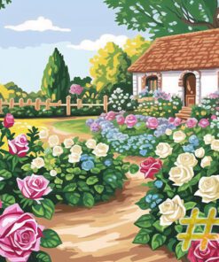 Soft Pastel Cottage Roses Needlepoint Canvas