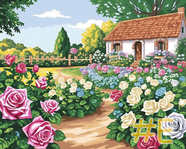 Soft Pastel Cottage Roses Needlepoint Canvas