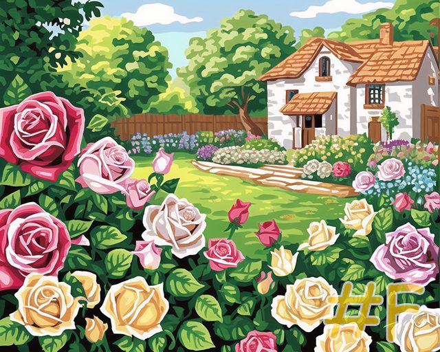 Soft Pastel Cottage Roses Needlepoint Canvas