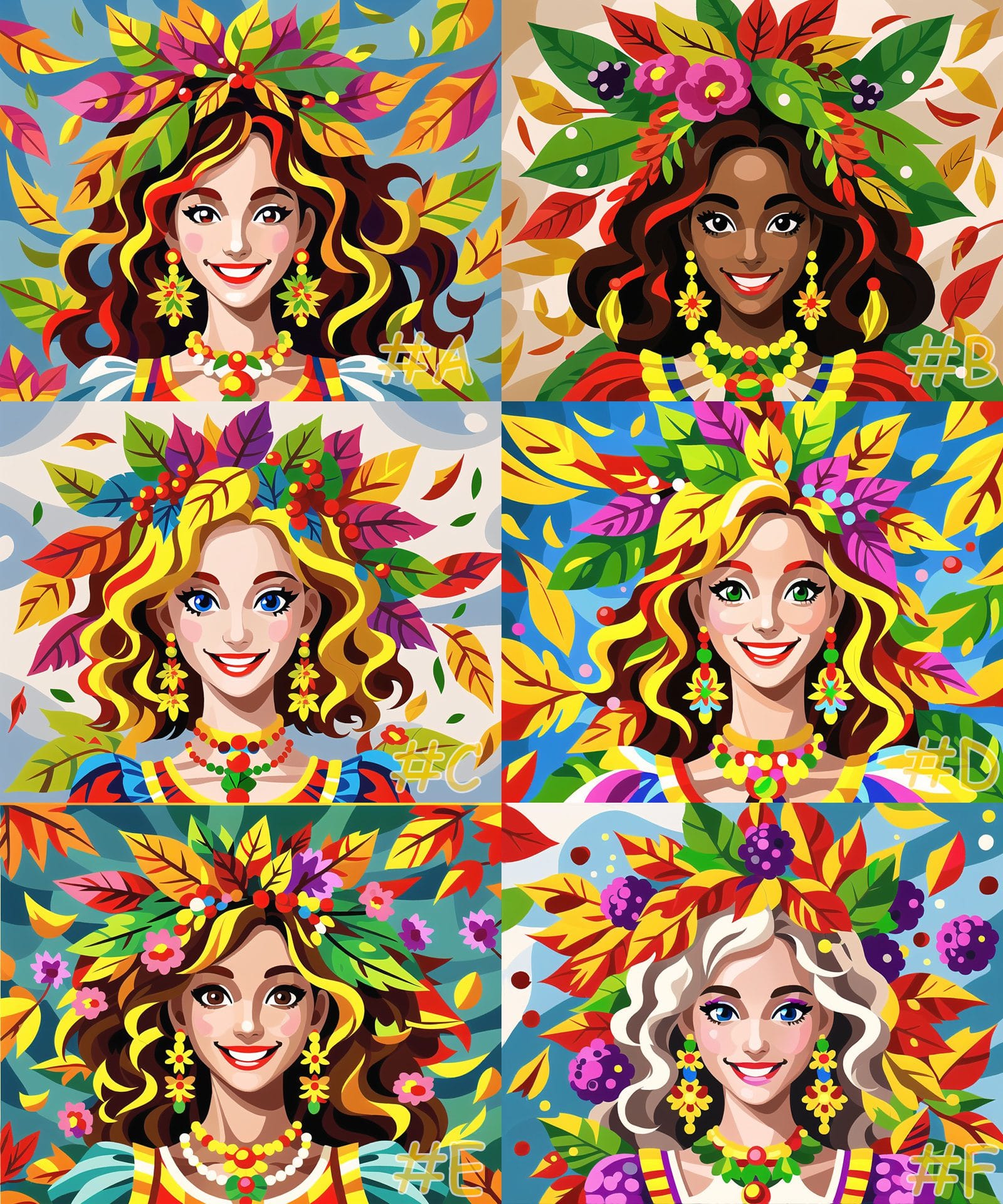 Women with Leaf Crowns Needlepoint Canvas