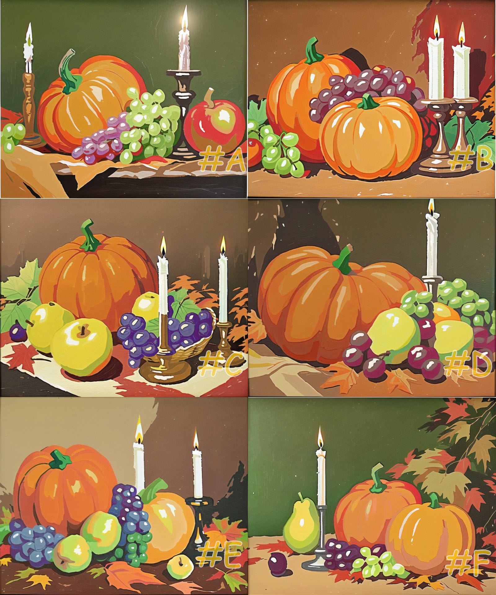 Harvest Scene with Pumpkins and Candles Needlepoint Canvas
