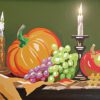 Harvest Scene with Pumpkins and Candles Needlepoint Canvas