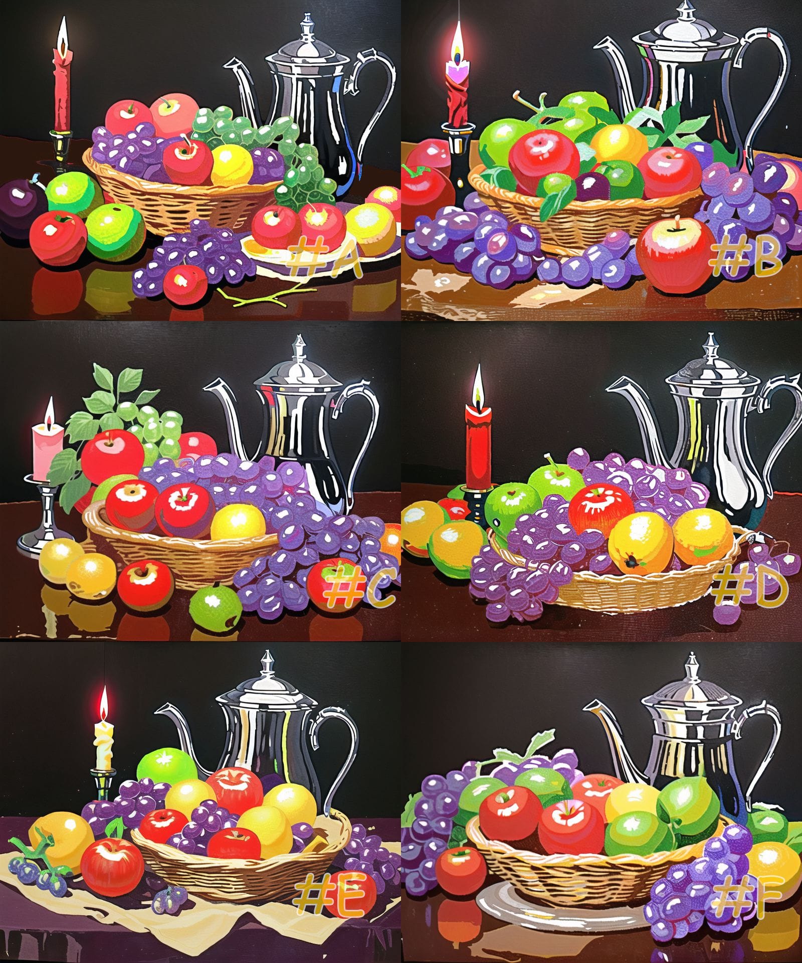 Fruit and Candle Still Life Needlepoint Canvas – Warm and Inviting Design