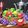 Fruit and Candle Still Life Needlepoint Canvas – Warm and Inviting Design