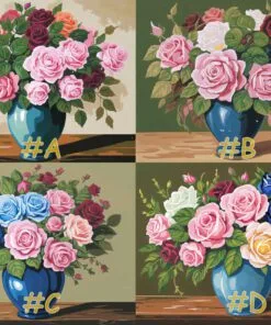 Classic Rose Bouquet Needlepoint Canvas – Elegant Floral Arrangement Design