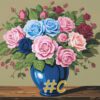 Classic Rose Bouquet Needlepoint Canvas – Elegant Floral Arrangement Design