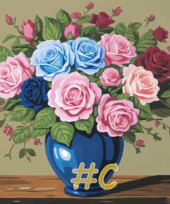 Classic Rose Bouquet Needlepoint Canvas – Elegant Floral Arrangement Design