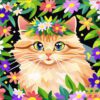 Cat with Floral Crown Needlepoint Canvas