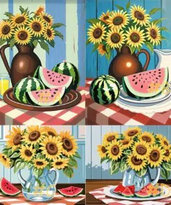 Sunflower & Watermelon Needlepoint Canvas