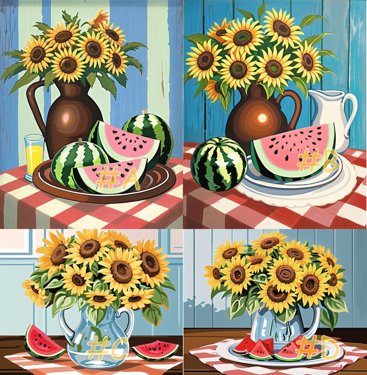 Sunflower & Watermelon Needlepoint Canvas