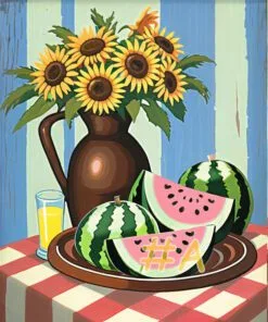 Sunflower & Watermelon Needlepoint Canvas
