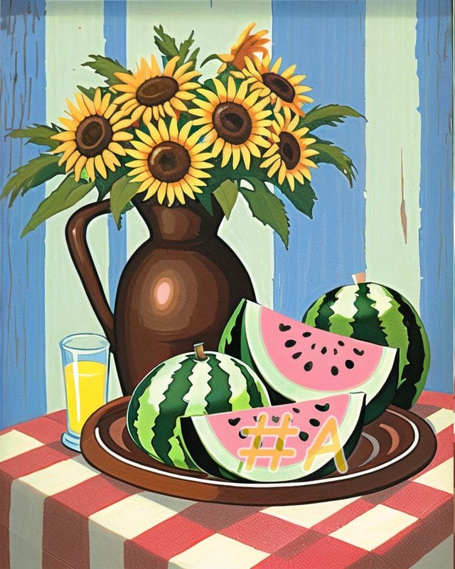 Sunflower & Watermelon Needlepoint Canvas