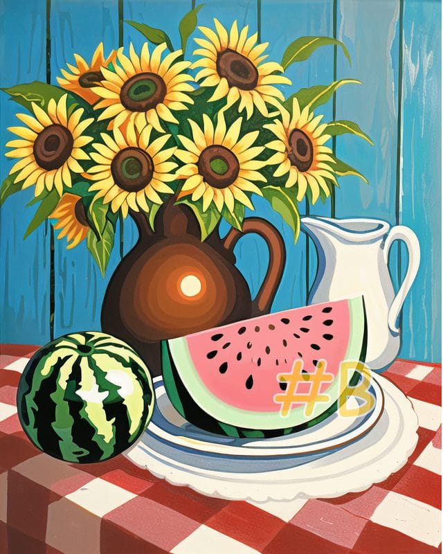 Sunflower & Watermelon Needlepoint Canvas
