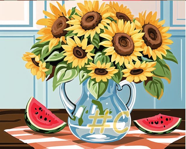 Sunflower & Watermelon Needlepoint Canvas