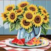 Sunflower & Watermelon Needlepoint Canvas