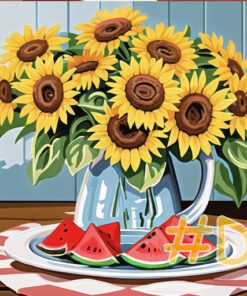 Sunflower & Watermelon Needlepoint Canvas