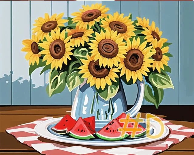 Sunflower & Watermelon Needlepoint Canvas