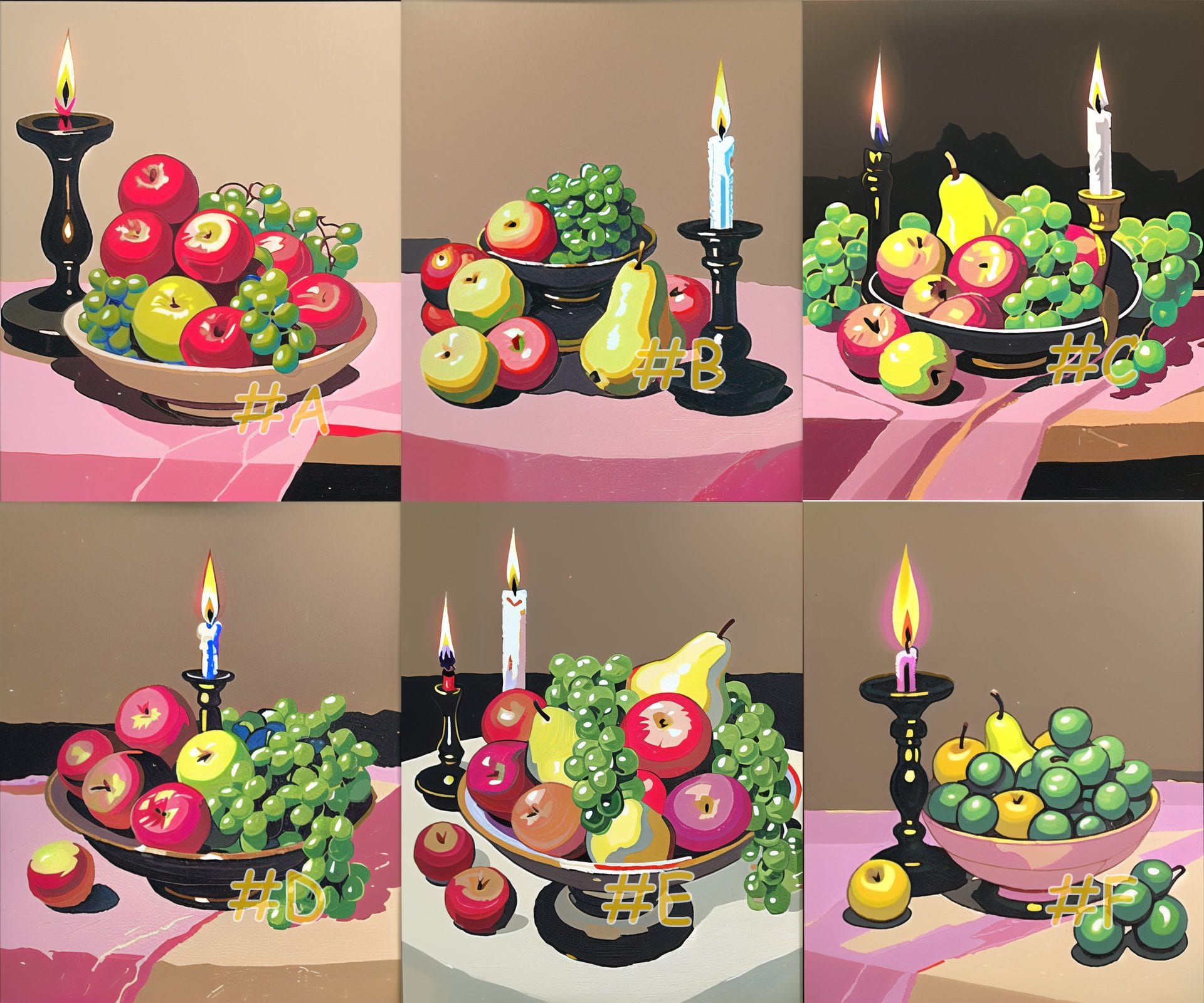 Candle with Fruit Bowl Needlepoint Canvas