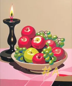 Candle with Fruit Bowl Needlepoint Canvas