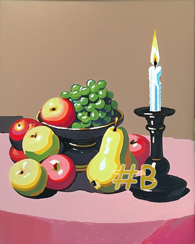 Candle with Fruit Bowl Needlepoint Canvas
