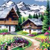 Rustic Mountain Village Needlepoint Canvas