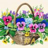 Vibrant Pansy Basket Needlepoint Canvas – Floral Basket Design