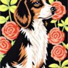 Beagle with Flowers Needlepoint Canvas