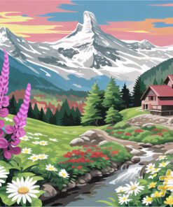 Mountain Meadow Landscape Needlepoint Canvas