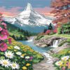 Mountain Meadow Landscape Needlepoint Canvas