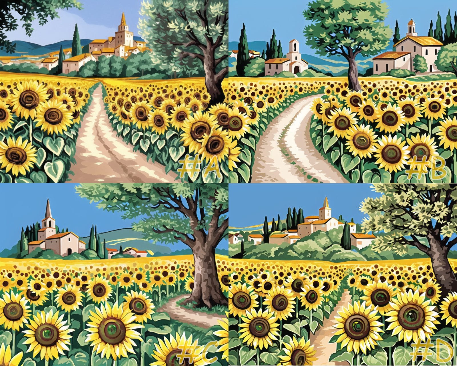 Sunflower Field Hand Painted Needlepoint Canvas