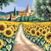 Sunflower Field Hand Painted Needlepoint Canvas