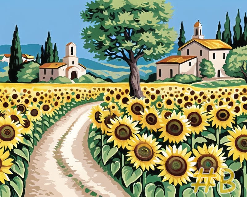 Sunflower Field Hand Painted Needlepoint Canvas