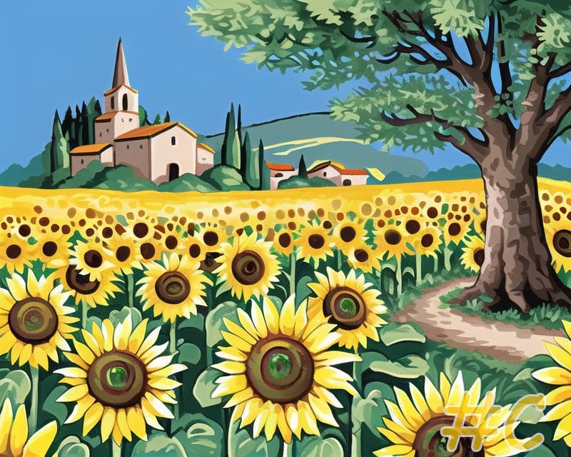 Sunflower Field Hand Painted Needlepoint Canvas