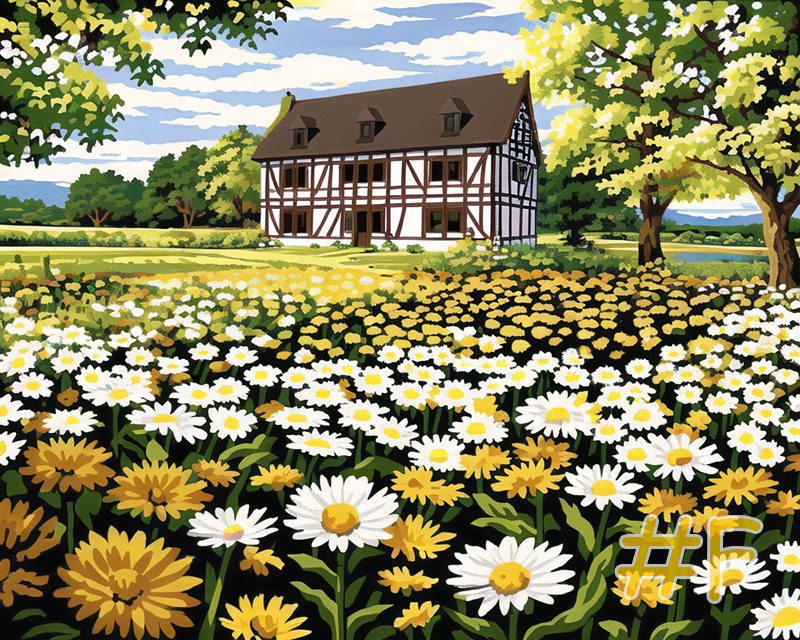 Dandelion Field and Cottage Needlepoint Canvas