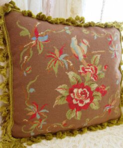 Save Save Beautiful Floral Needlepoint Pillow with Birds